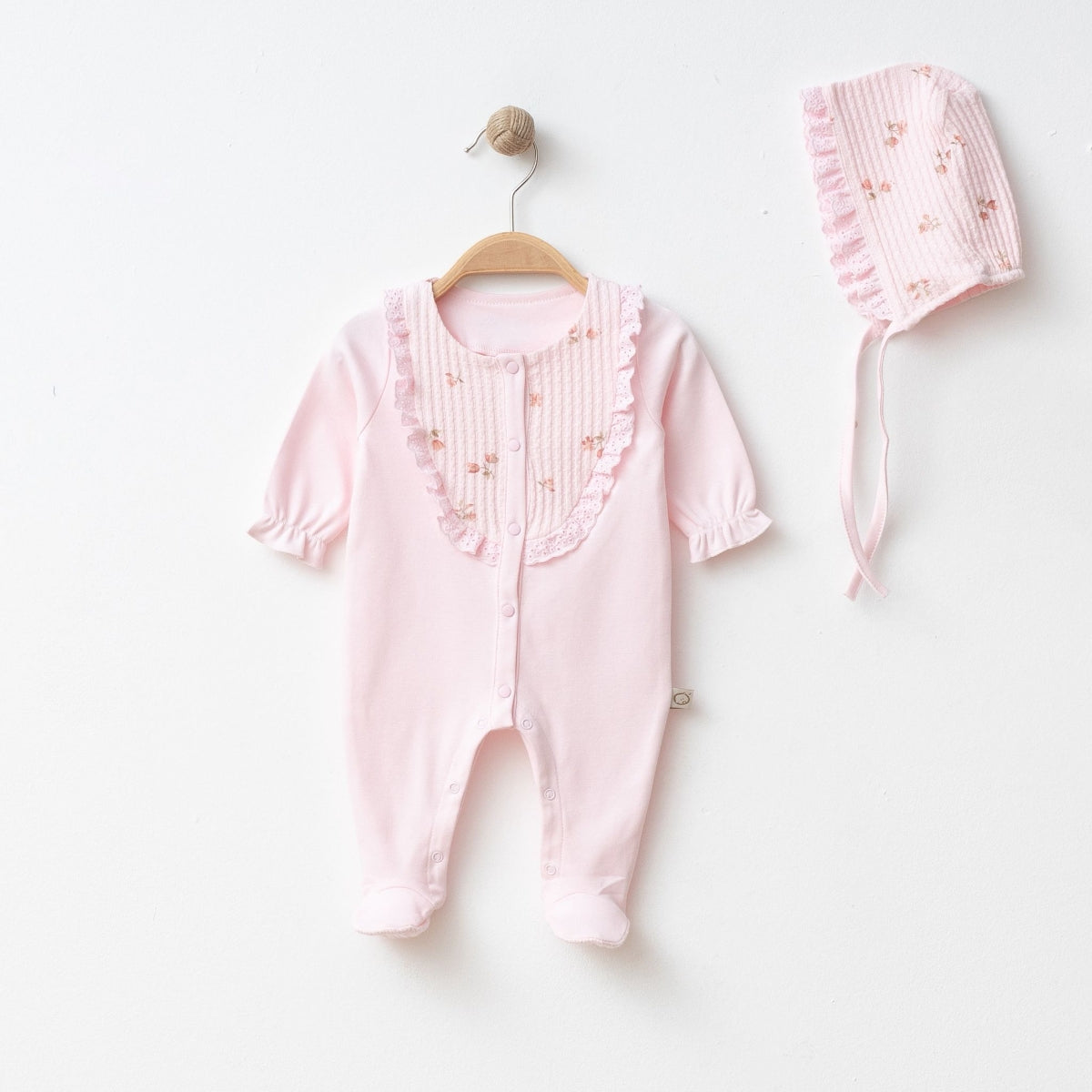 Kız Bebek Çiçekli Jakarlı Tulum – 0-3 / 3-6 Ay 00100B