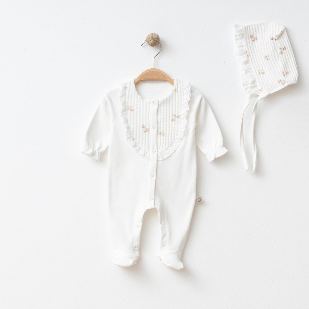 Kız Bebek Çiçekli Jakarlı Tulum – 0-3 / 3-6 Ay 00100B
