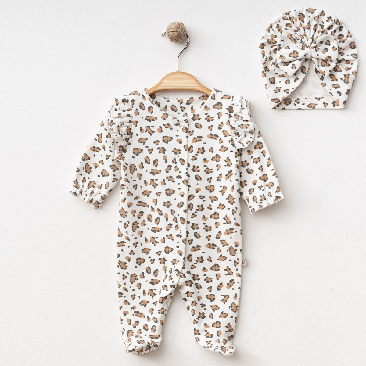 Kız Bebek Boneli Leoparlı Tulum – 0-3 / 3-6 Ay 2200OB