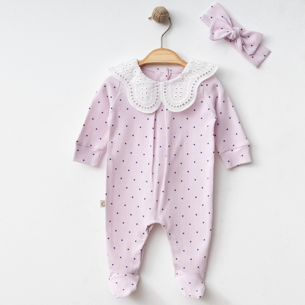 Kız Bebek Yaka Dantelli Tulum – 0-3 / 3-6 Ay 3700OB