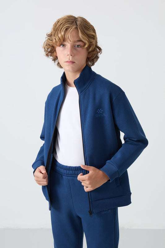 Erkek Çocuk Parlament Mavi Eşofman Takımı – Fermuarlı Ceket ve Jogger Alt